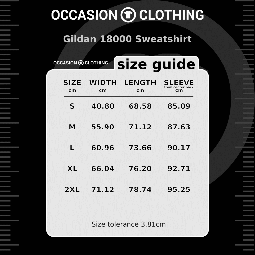 Photo | Occasion Clothing | size guide g18000 sweatshirt